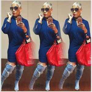 Denim by thigh high boots
